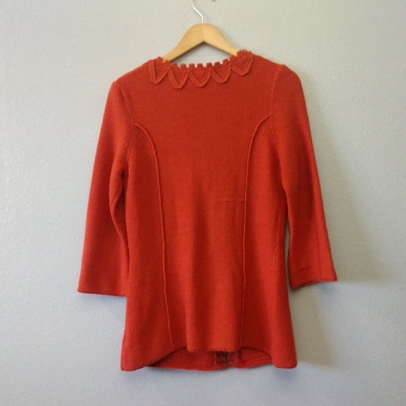 Charlie & Robin Orange Knit Cardigan Wool Sweater - Picture 4 of 8